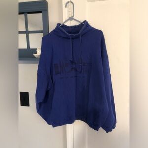 Men's Blue Cowl-neck sweatshirt